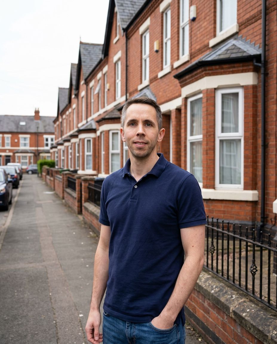 Ryan Taylor visiting a property in Nottingham